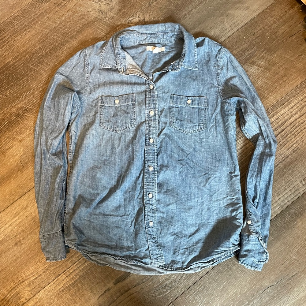 1901 Nordstrom Chambray/Denim Button Down Shirt
